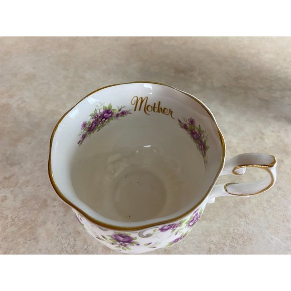 Queens Rosina Fine Bone China Purple Violet Buds Tea Cup And Saucer Set - Picture 5 of 10